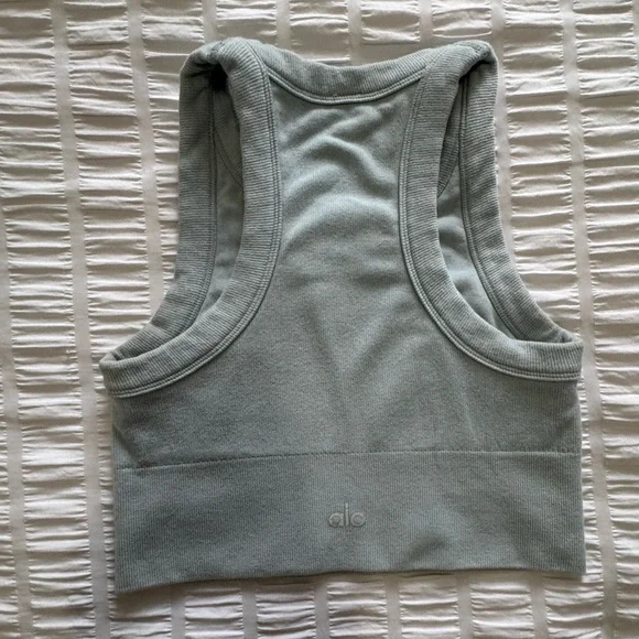 ALO Seamless Delight High Neck Bra in Seafoam - Picture 2 of 2